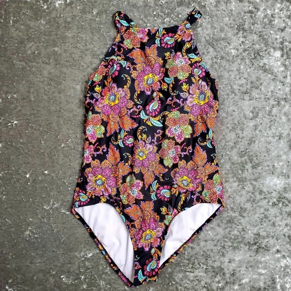 Clean Water Halter Vibrant Floral One-Piece Swimsuit - Picture 1 of 14